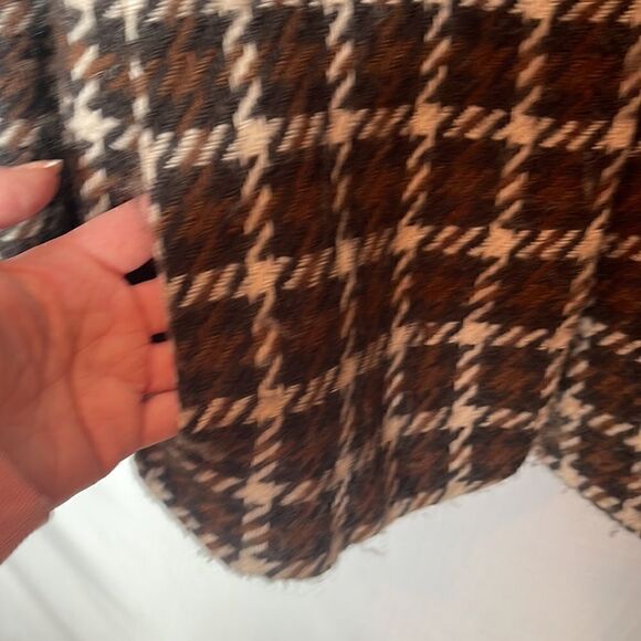 Banana Republic 99% Wool Brown/Black Plaid/Houndstooth Jacket. Size Medium. - Picture 3 of 9